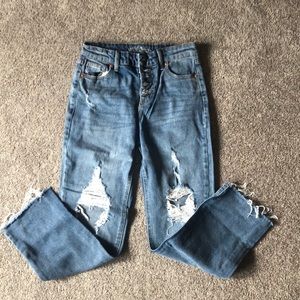 High Rise Straight Ankle Jeans